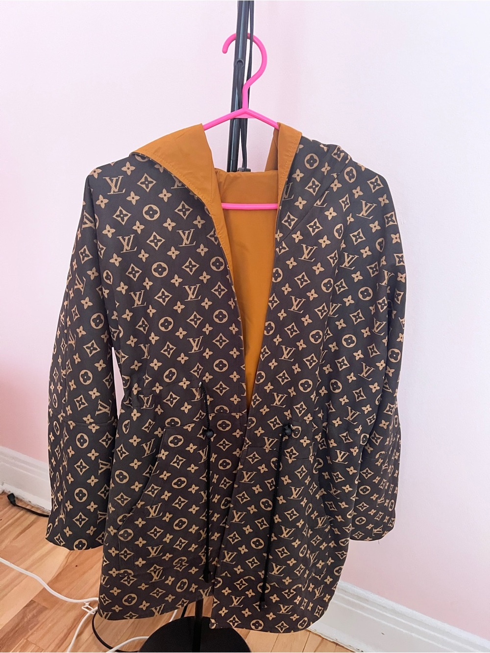 Brown Monogram Hooded Trench Coat - Designer-Inspired